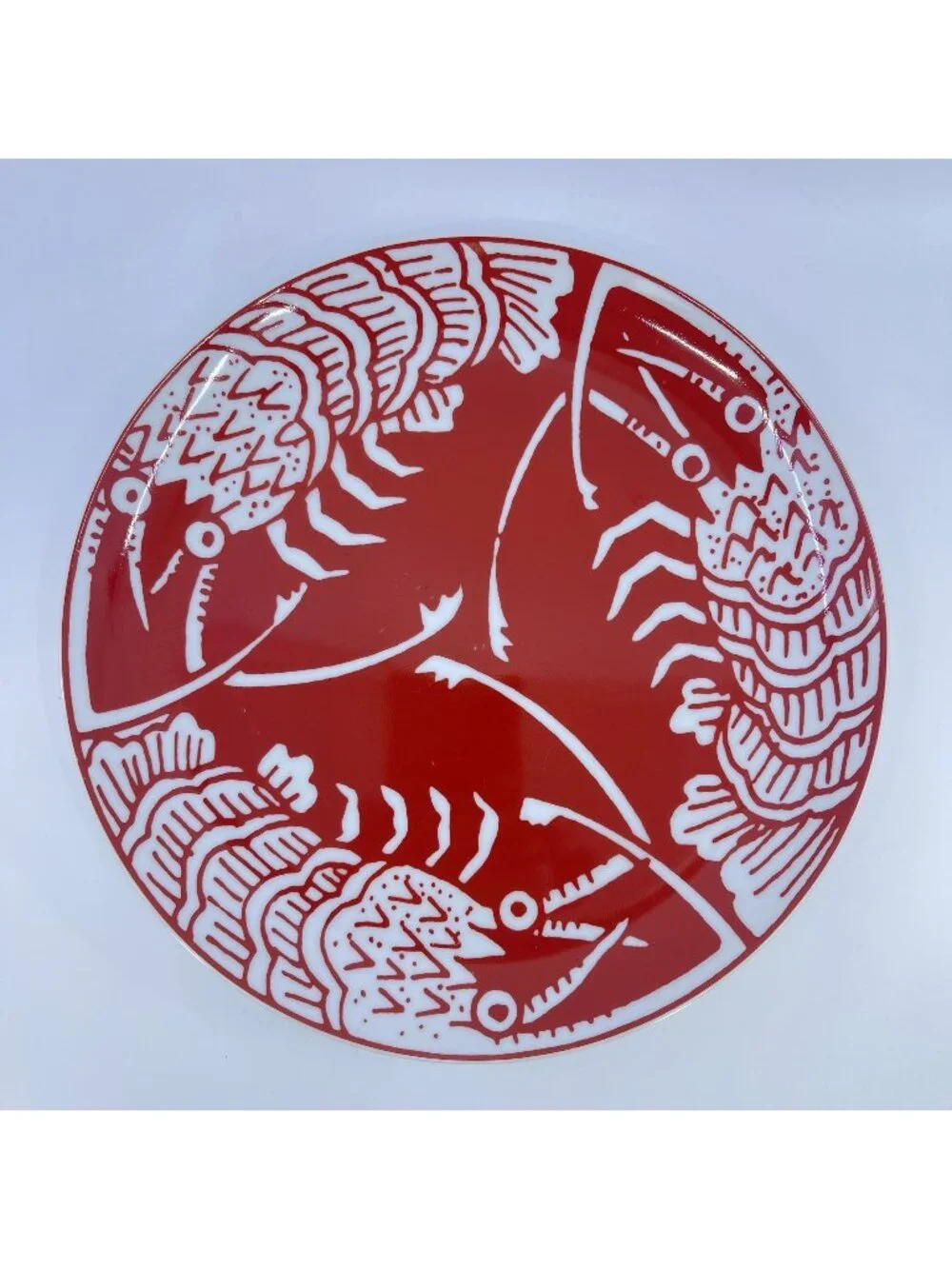 vintage cathy hardwick for mikasa lobster red fine porcelain plate made in japan
